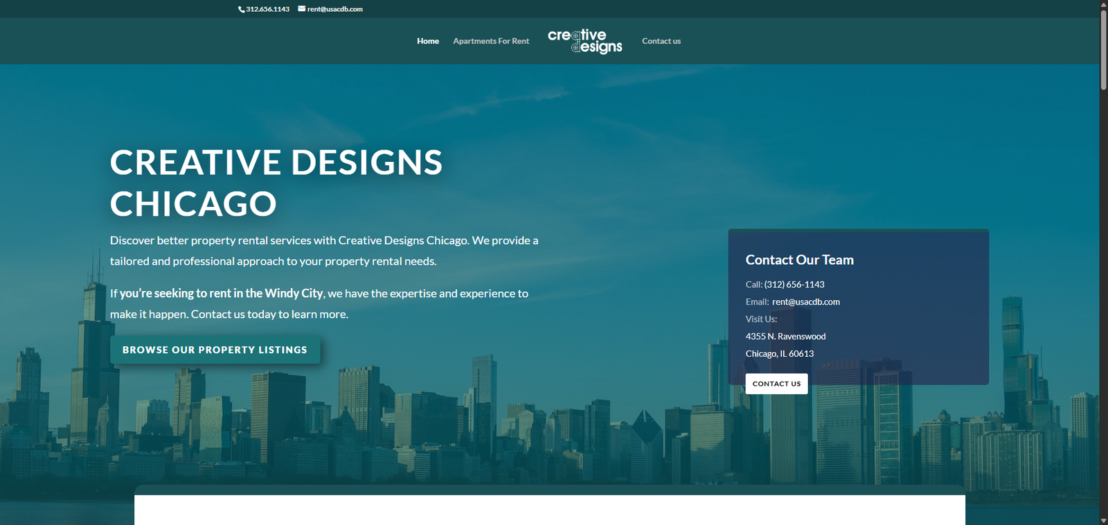 Creative Designs Chicago website screenshot