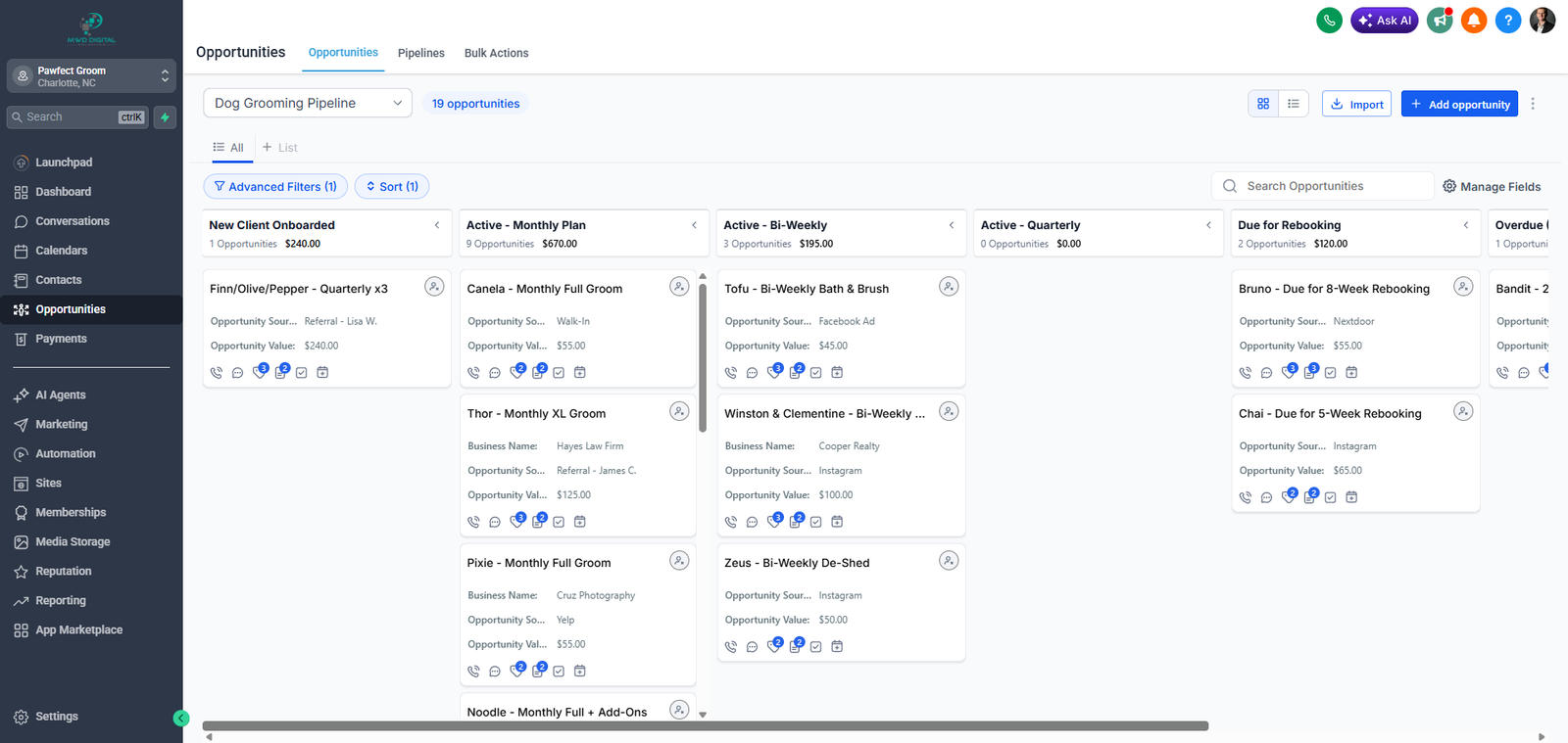 MWD CRM pipeline view