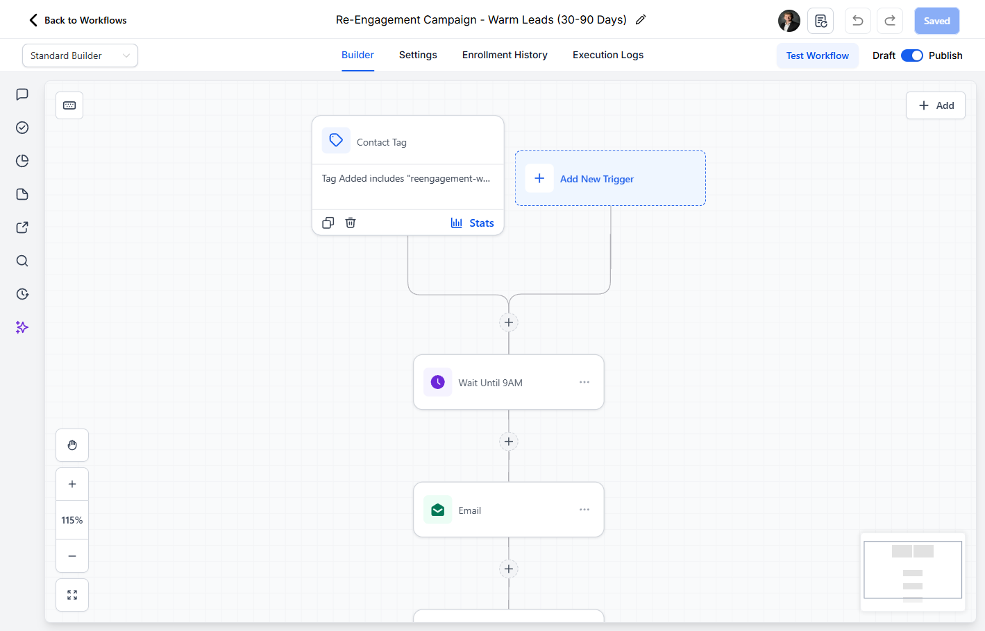 Nurture workflow in the MWD platform