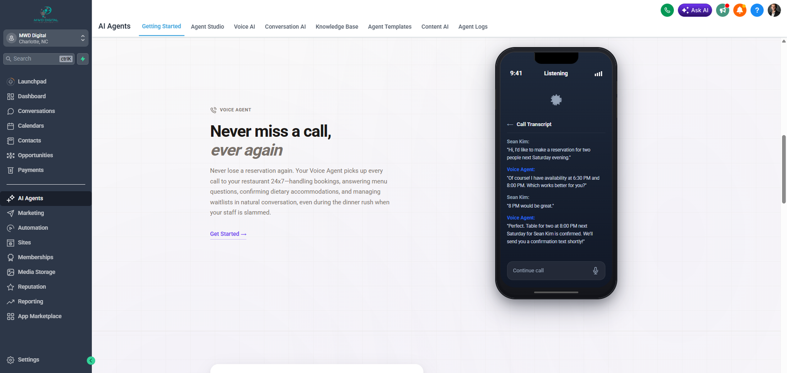 MWD AI agents configuration in the platform