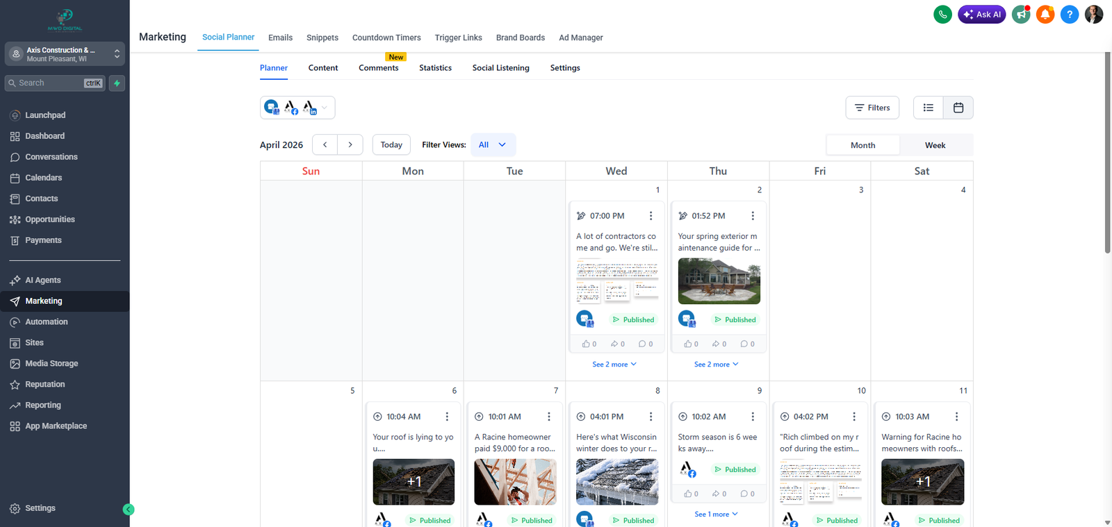 MWD social media calendar