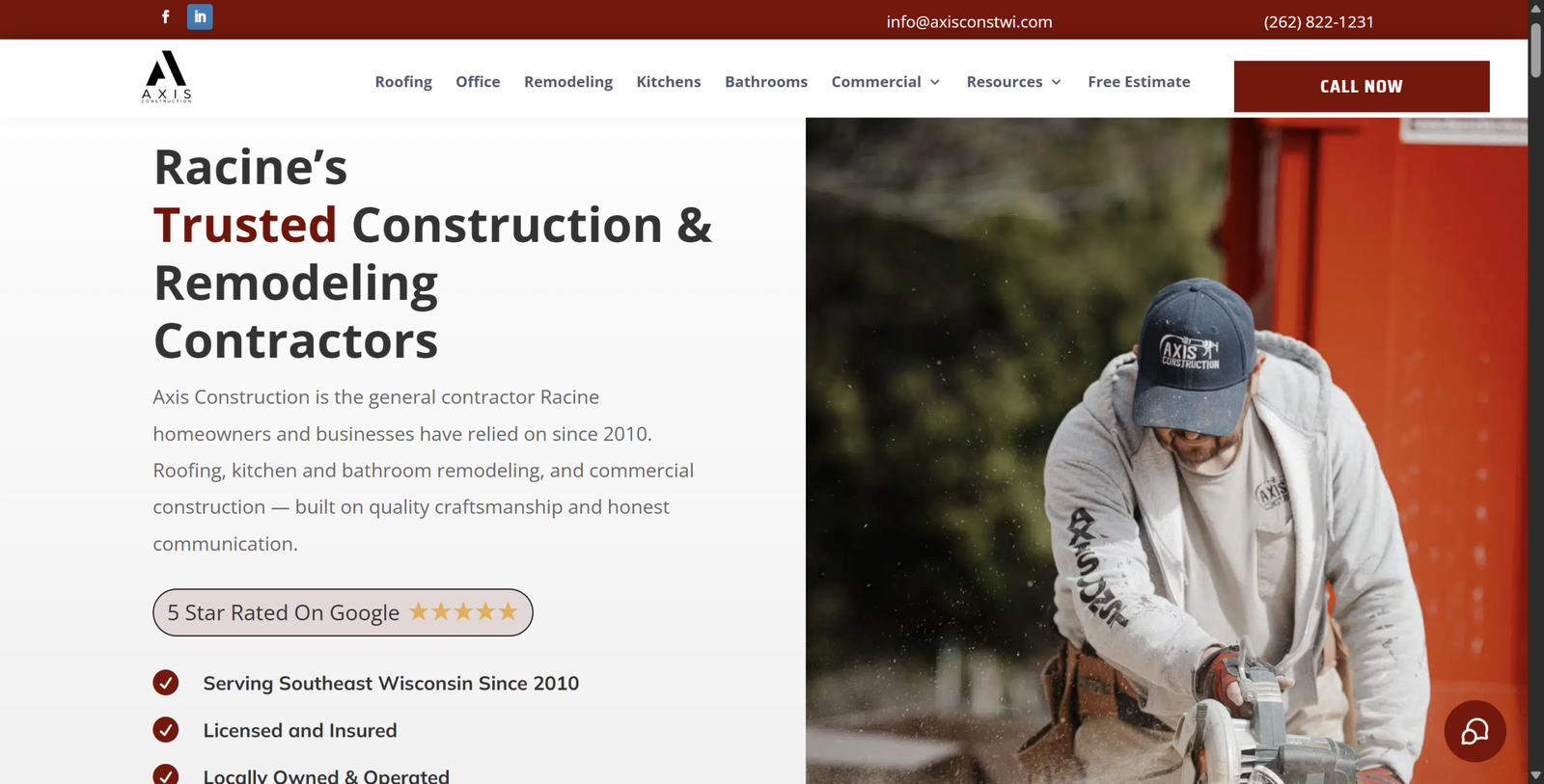 Axis Construction website screenshot